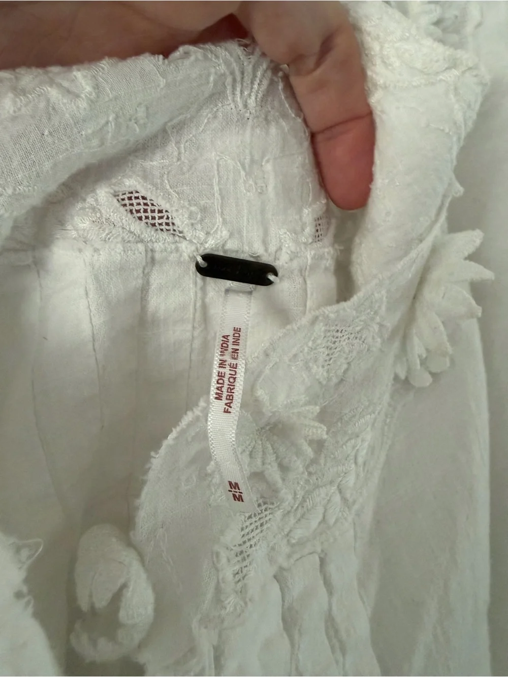 Free People White Floral Embroidered V-Neck Peasant Blouse